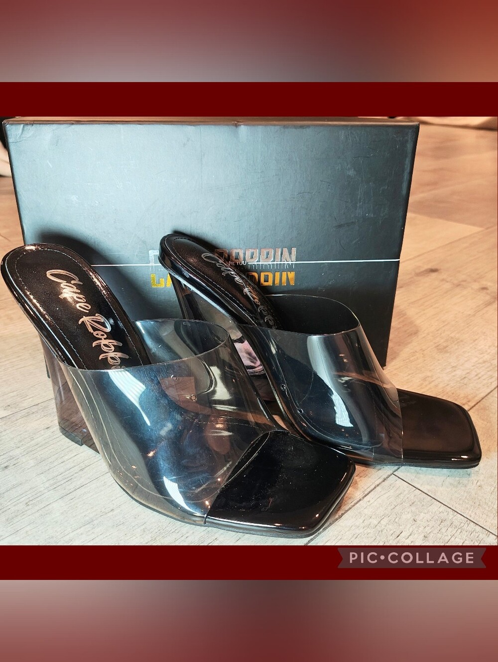✨ BRAND NEW IN BOX ✨ Cape Robbin “Mala” Clear Wedge Heels in Tinted Black 🖤